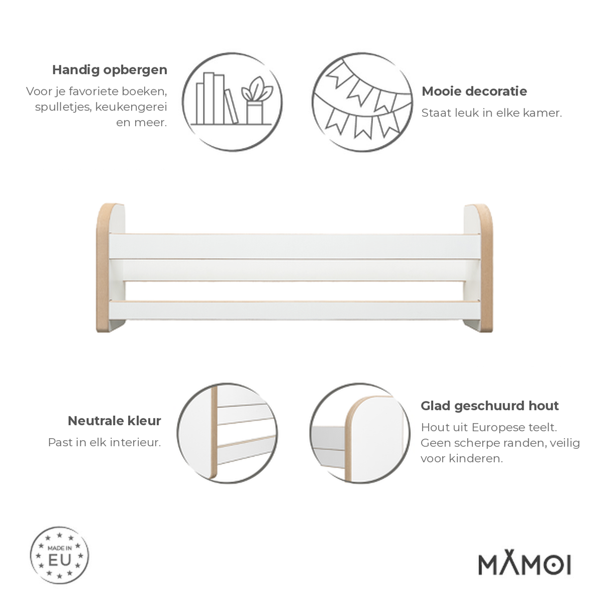 MAMOI® KinderBoekenplanken – Set van 3